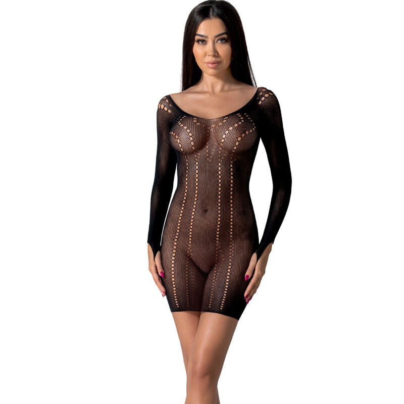 Passion Weiß, Rot, Schwarz Bodystocking BS101 – Sexy Durchsichtiger Bodysuit mit Langen Ärmeln, Einheitsgröße für Damen