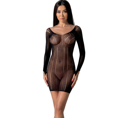 Passion Weiß, Rot, Schwarz Bodystocking BS101 – Sexy Durchsichtiger Bodysuit mit Langen Ärmeln, Einheitsgröße für Damen