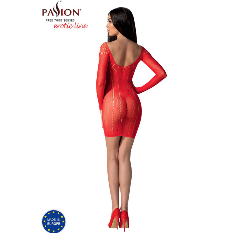 Passion Weiß, Rot, Schwarz Bodystocking BS101 – Sexy Durchsichtiger Bodysuit mit Langen Ärmeln, Einheitsgröße für Damen