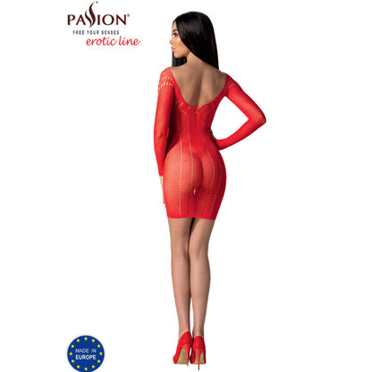 Passion Weiß, Rot, Schwarz Bodystocking BS101 – Sexy Durchsichtiger Bodysuit mit Langen Ärmeln, Einheitsgröße für Damen