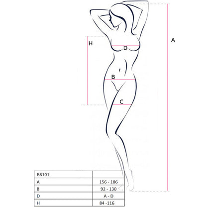 Passion Weißer Bodystocking BS101 – Sexy Durchsichtiger Bodysuit mit Langen Ärmeln, Einheitsgröße für Damen