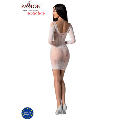 Passion Weißer Bodystocking BS101 – Sexy Durchsichtiger Bodysuit mit Langen Ärmeln, Einheitsgröße für Damen
